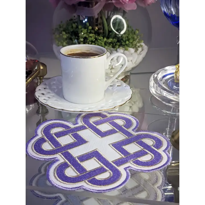 2li Lila Sonsuz Aşk Kelt Düğümü Sembol Tasarımlı Modern Kokteyl Kahve Sunum Peçetesi 15cm