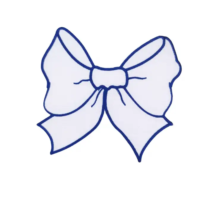 2li Beyaz Fiyonk Nakışlı Sunum Peçetesi Seti - Özel Tasarım Kahve ve Kokteyl Yanı Dekoratif Peçete