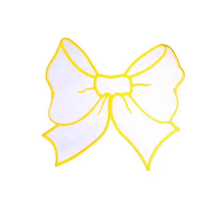 2li Beyaz Fiyonk Nakışlı Sunum Peçetesi Seti - Özel Tasarım Kahve ve Kokteyl Yanı Dekoratif Peçete