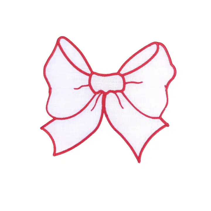 2li Beyaz Fiyonk Nakışlı Sunum Peçetesi Seti - Özel Tasarım Kahve ve Kokteyl Yanı Dekoratif Peçete