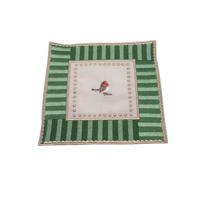 3 Adet Farklı Renklerde Kare Pip Studio Uyumlu Nakışlı Love Bird Detaylı Kokteyl Sunum Peçetesi