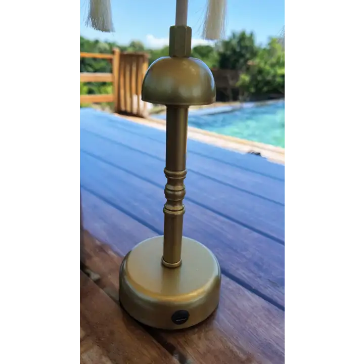 Agbtrend Şarjlı LED Lambalı Dekoratif Bali Masa Şemsiyesi - 40 cm Kablosuz Abajur Gece Lambası