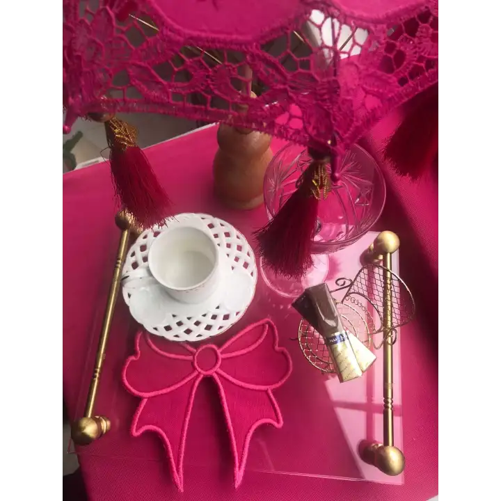 Agbtrend Fuşya Fiyonk Nakış Sunum ve Kokteyl Peçetesi