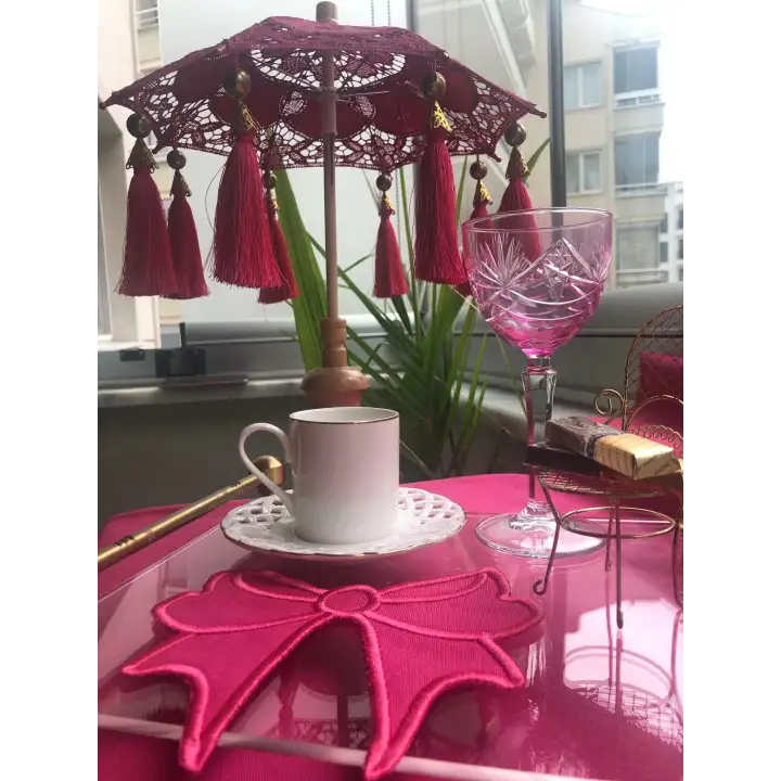 Agbtrend Fuşya Fiyonk Nakış Sunum ve Kokteyl Peçetesi