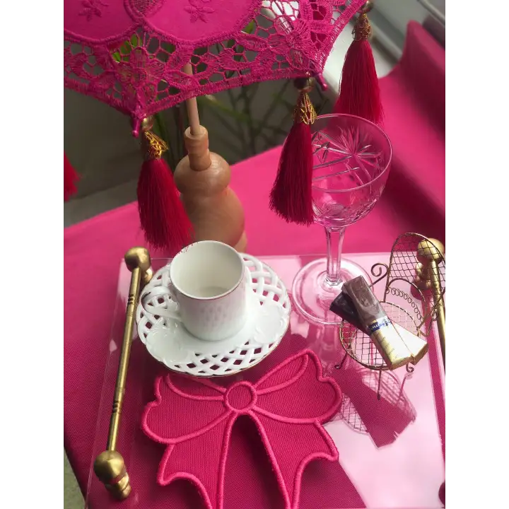 Agbtrend Fuşya Fiyonk Nakış Sunum ve Kokteyl Peçetesi