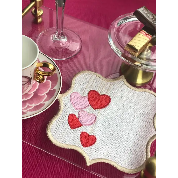 Agbtrend 2 Adet Kalp Nakışlı Sunum ve Kokteyl Peçetesi