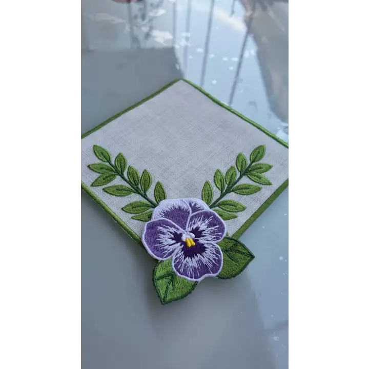 Agbtrend Kendin Tasarla - Çıtçıtlı Modüler Menekşe Nakışlı Broş (2 Adet)