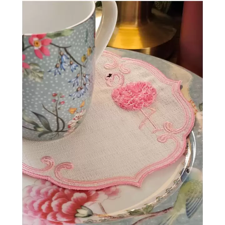 Agbtrend Pembe Flamingo Figürlü Nakışlı Sunum Kokteyl Peçetesi