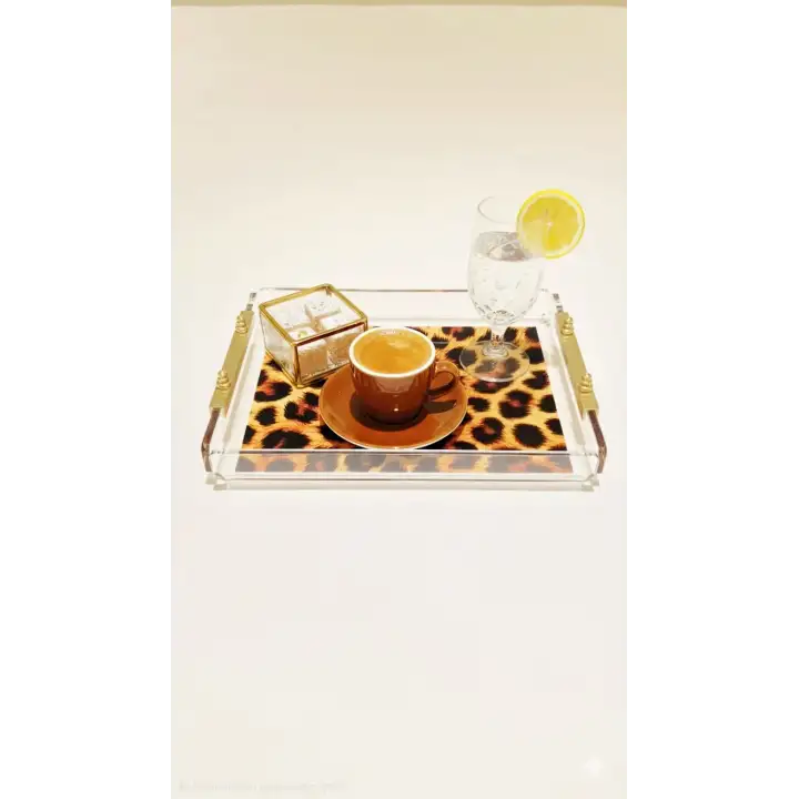 Leopard Tray -S- Leopar Desenli Dekorasyon ve Sunum Tepsisi