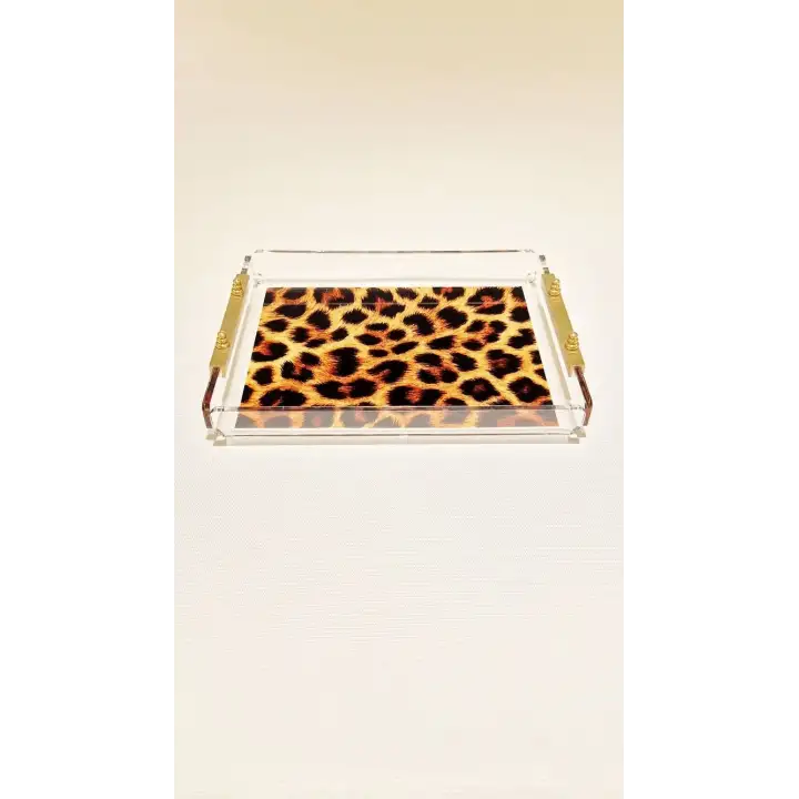 Leopard Tray -S- Leopar Desenli Dekorasyon ve Sunum Tepsisi