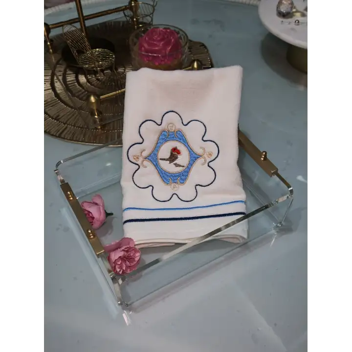 Mavi Pip Studio Love Birds Serisi Uyumlu Saf Pamuk Kadife El Havlusu 30x50cm