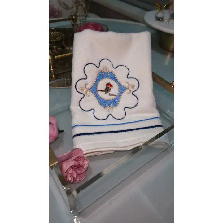 Mavi Pip Studio Love Birds Serisi Uyumlu Saf Pamuk Kadife El Havlusu 30x50cm