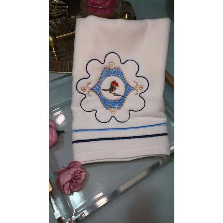 Mavi Pip Studio Love Birds Serisi Uyumlu Saf Pamuk Kadife El Havlusu 30x50cm