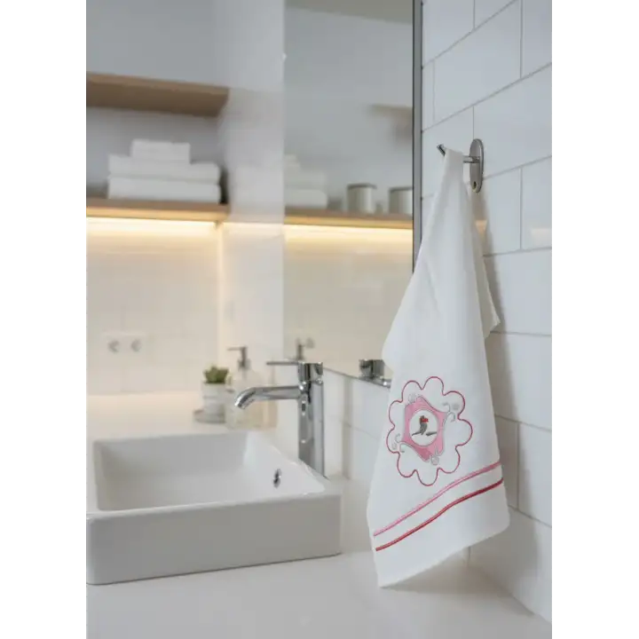 Kırmızı Pip Studio Love Birds Serisi Uyumlu Saf Pamuk Kadife El Havlusu 30x50cm