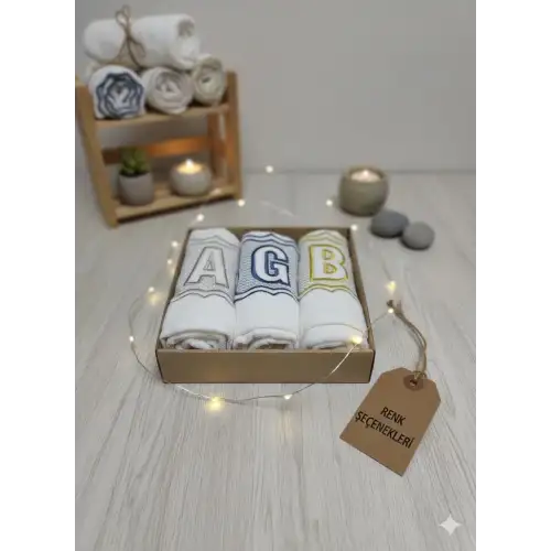 100 Pamuk Kadife El Havlusu 30x50 cm Kişiye Özel Harf Nakışlı Hediyelik