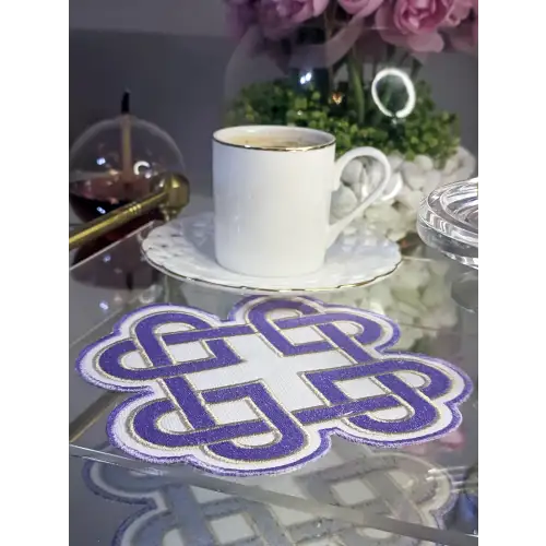 2li Lila Sonsuz Aşk Kelt Düğümü Sembol Tasarımlı Modern Kokteyl Kahve Sunum Peçetesi 15cm