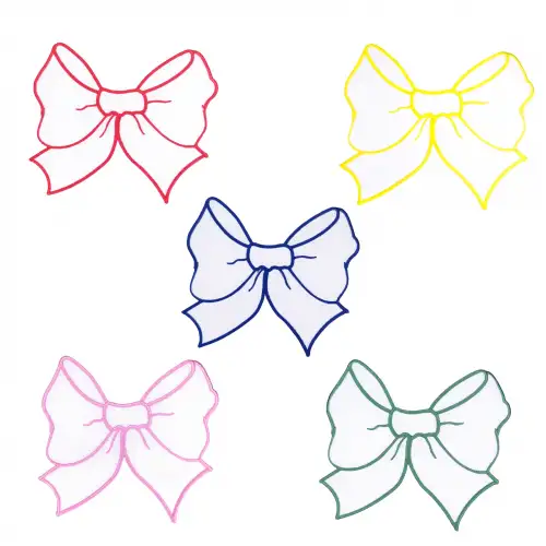 2li Beyaz Fiyonk Nakışlı Sunum Peçetesi Seti - Özel Tasarım Kahve ve Kokteyl Yanı Dekoratif Peçete