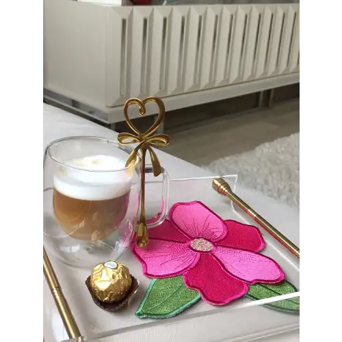 Agbtrend Fuşya Renkli Manolya Nakışlı Sunum ve Kokteyl Peçetesi