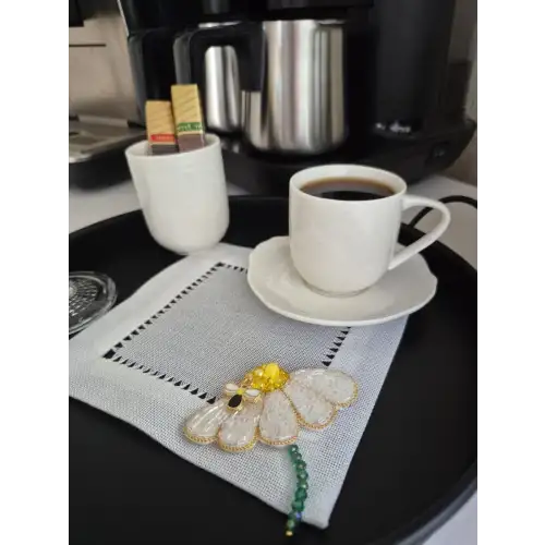 Agbtrend Tekli PAPATYA Boncuk işlemeli Sunum ve Kokteyl Peçetesi