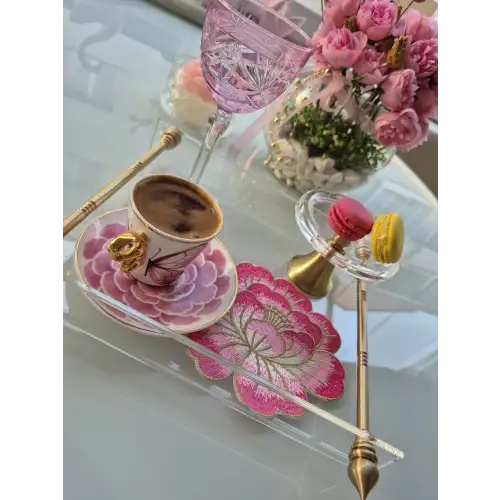 Agbtrend Tekli Pembe Gül Nakışlı Sunum ve Kokteyl Peçetesi