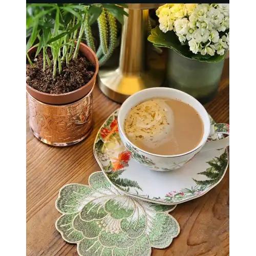 Agbtrend Tekli Yeşil Gül Nakışlı Sunum ve Kokteyl Peçetesi