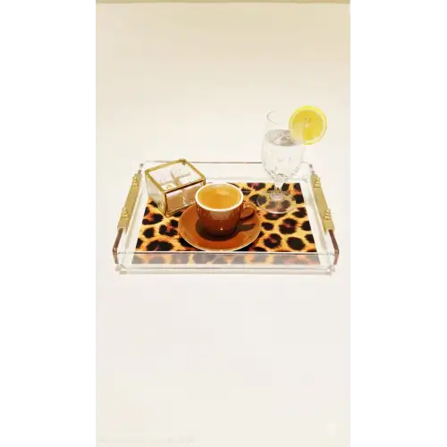 Leopard Tray -S- Leopar Desenli Dekorasyon ve Sunum Tepsisi