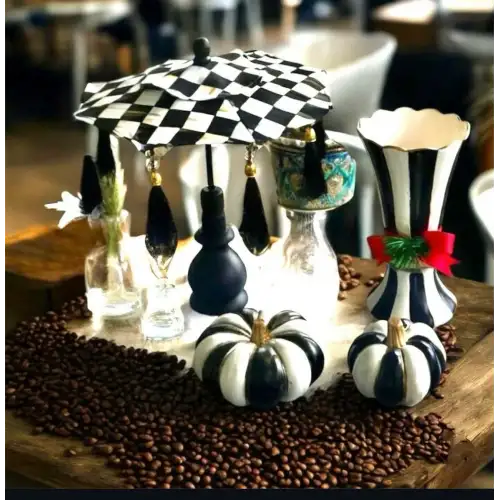 Masaüstü Damalı Dekoratif Sunum Bali Şemsiyesi