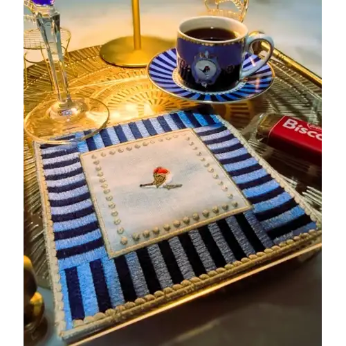 Mavi Pip Studio Uyumlu Nakışlı Love Bird Detaylı Kokteyl Sunum Peçetesi