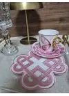 2li Pembe Sonsuz Aşk Kelt Düğümü Sembol Tasarımlı Modern Kokteyl Kahve Sunum Peçetesi 15cm