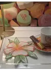 2 Adet Turuncu Zambak Nakışlı Sunum ve Kokteyl Peçetesi 16x12cm