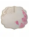 2 Adet Pip Royal Uyumlu Pembe Beyaz Nakışlı Lüks Keten Sunum Peçetesi 15x15cm