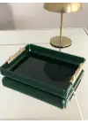 Green Tray -S- Yeşil Renk ve Pirinç Kulplu Dekorasyon ve Sunum Tepsisi