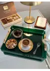 Green Tray -S- Yeşil Renk ve Pirinç Kulplu Dekorasyon ve Sunum Tepsisi