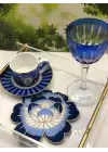2 Adet Mavi Gül Nakışlı Sunum ve Kokteyl Peçetesi 14x13cm