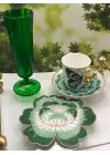 2 Adet Yeşil Gül Nakışlı Sunum ve Kokteyl Peçetesi 14x13cm