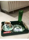 Green Tray -S- Yeşil Renk ve Pirinç Kulplu Dekorasyon ve Sunum Tepsisi