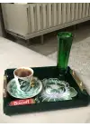 2 Adet Yeşil Gül Nakışlı Sunum ve Kokteyl Peçetesi 14x13cm