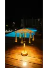 Agbtrend Şarjlı LED Lambalı Dekoratif Bali Masa Şemsiyesi - 40 cm Kablosuz Abajur Gece Lambası
