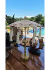Agbtrend Şarjlı LED Lambalı Dekoratif Bali Masa Şemsiyesi - 40 cm Kablosuz Abajur Gece Lambası