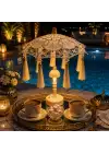 Agbtrend Şarjlı LED Lambalı Dekoratif Bali Masa Şemsiyesi - 40 cm Kablosuz Abajur Gece Lambası
