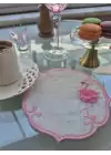 Agbtrend Pembe Flamingo Figürlü Nakışlı Sunum Kokteyl Peçetesi
