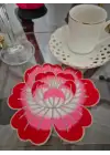 2 Adet Kırmızı Gül Nakışlı Sunum ve Kokteyl Peçetesi 14x13cm