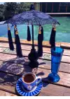 Masaüstü Lacivert Dantelli Dekoratif Sunum Bali Şemsiyesi