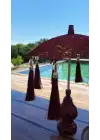 Masaüstü Otantik Bordo Dantelli Dekoratif Sunum Bali Şemsiyesi 36x30cm