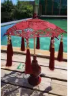 Masaüstü Otantik Bordo Dantelli Dekoratif Sunum Bali Şemsiyesi 36x30cm
