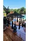 Masaüstü Siyah Dantelli Dekoratif Sunum Bali Şemsiyesi