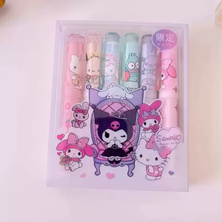 6lı Fosforlu Kalem Seti - Hello Kitty Kuromi Ve Arkadaşları
