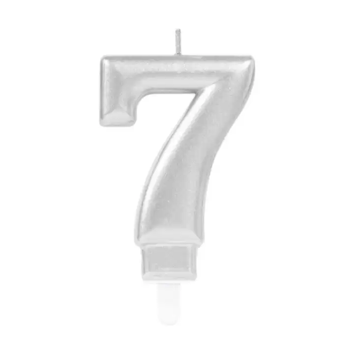 7 Rakamı Mum Gümüş Renk