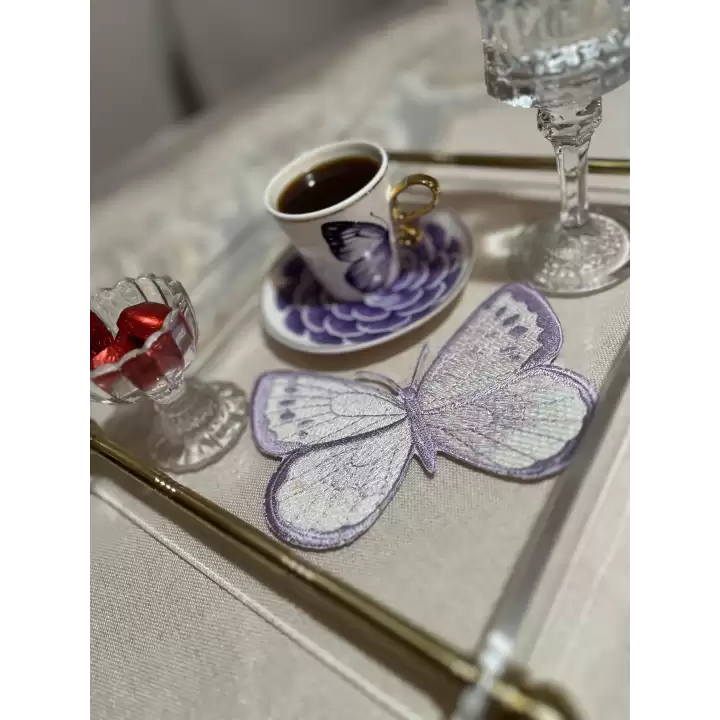 Agbtrend 6 lı Kelebek Nakışlı Rengarenk Sunum ve Kokteyl Peçete Seti