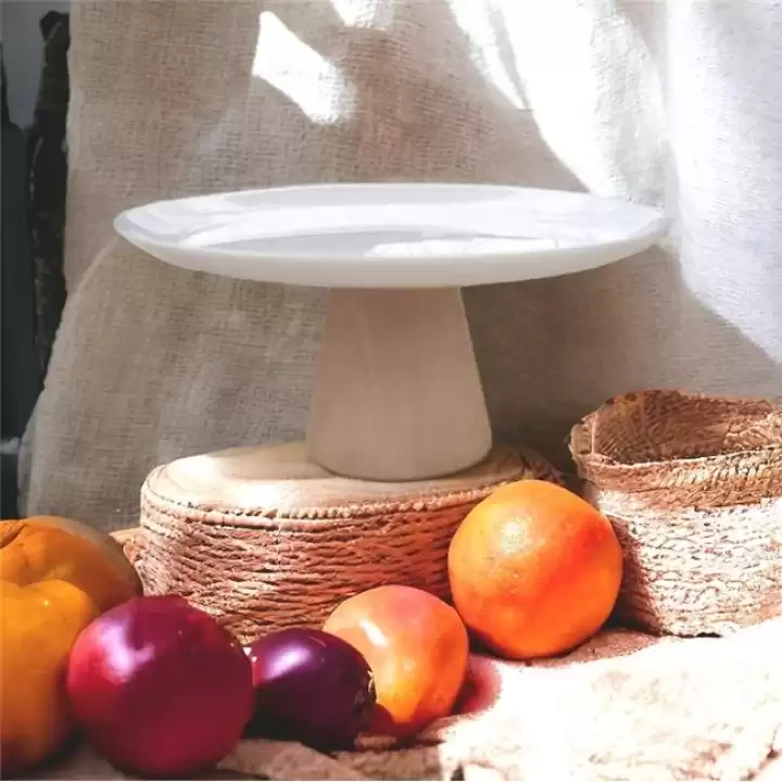 Akayev Ahşap Konik Ayaklı Beyaz 25 Cm Sunumluk